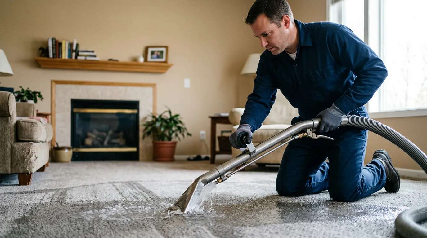 Water damage restoration technician working near Ogilvie, MN